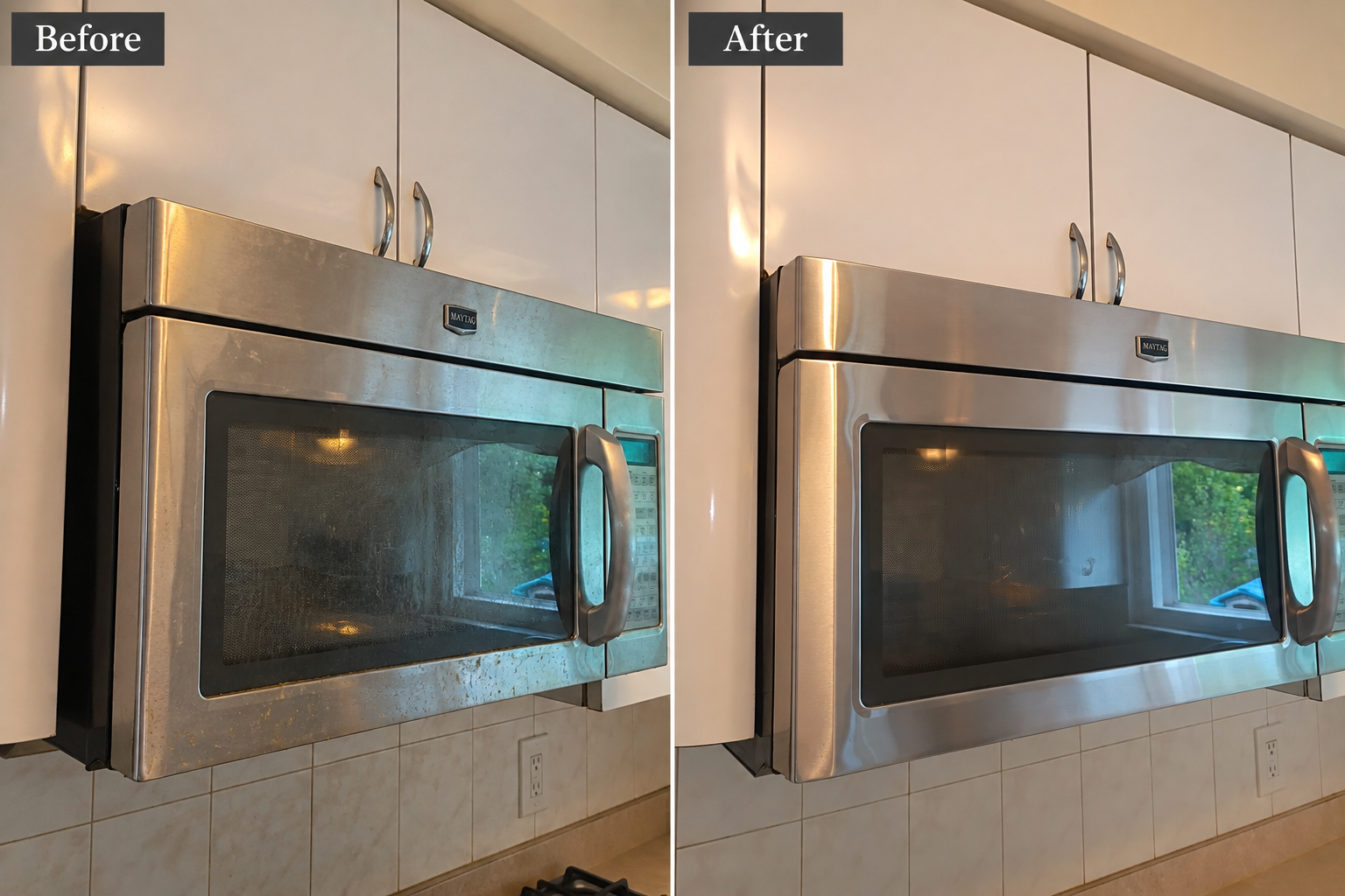 Microwave before and after professional cleaning